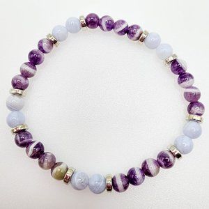 Calming & Anti-Stress - Chevron Amethyst & Blue Lace Agate Energy Bracelet